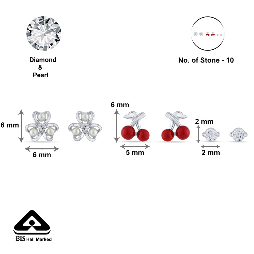 Sweet & Shine Silver Stud Earring Set