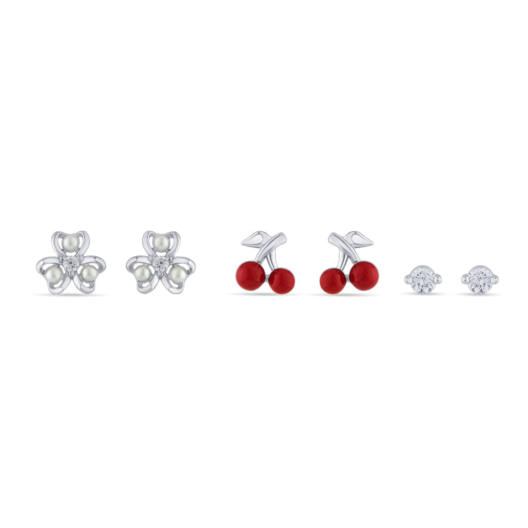 Sweet & Shine Silver Stud Earring Set