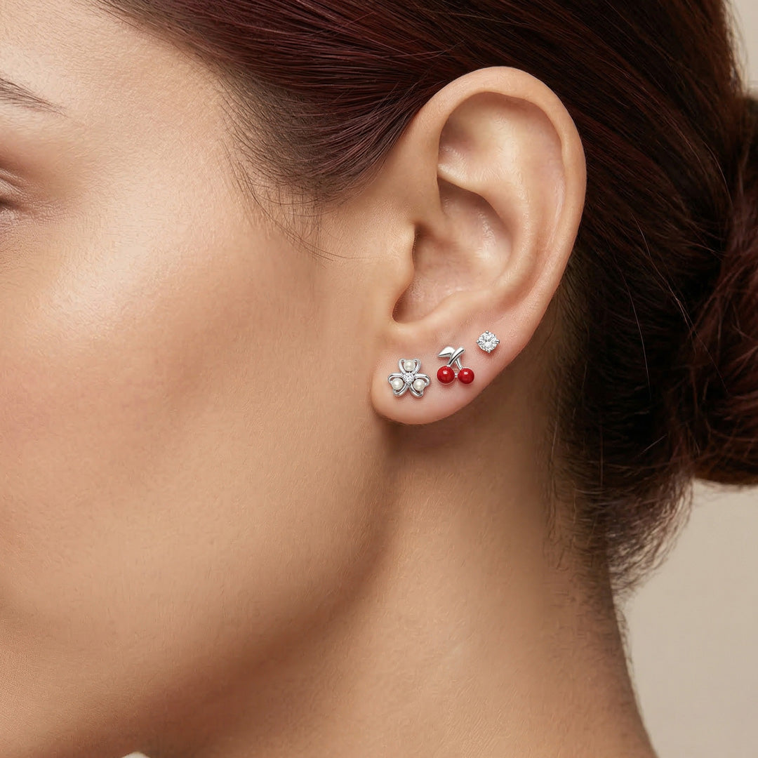 Sweet & Shine Silver Stud Earring Set