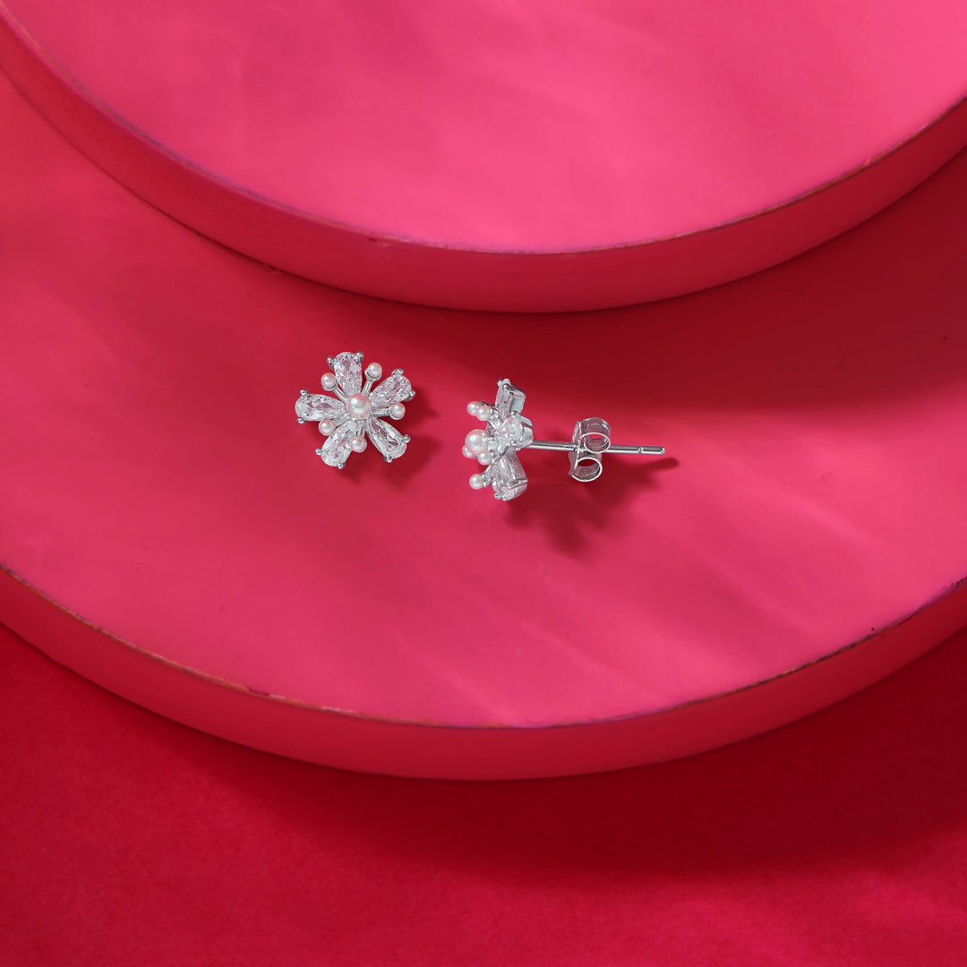 Periwinkle Glow Silver Stud Earrings