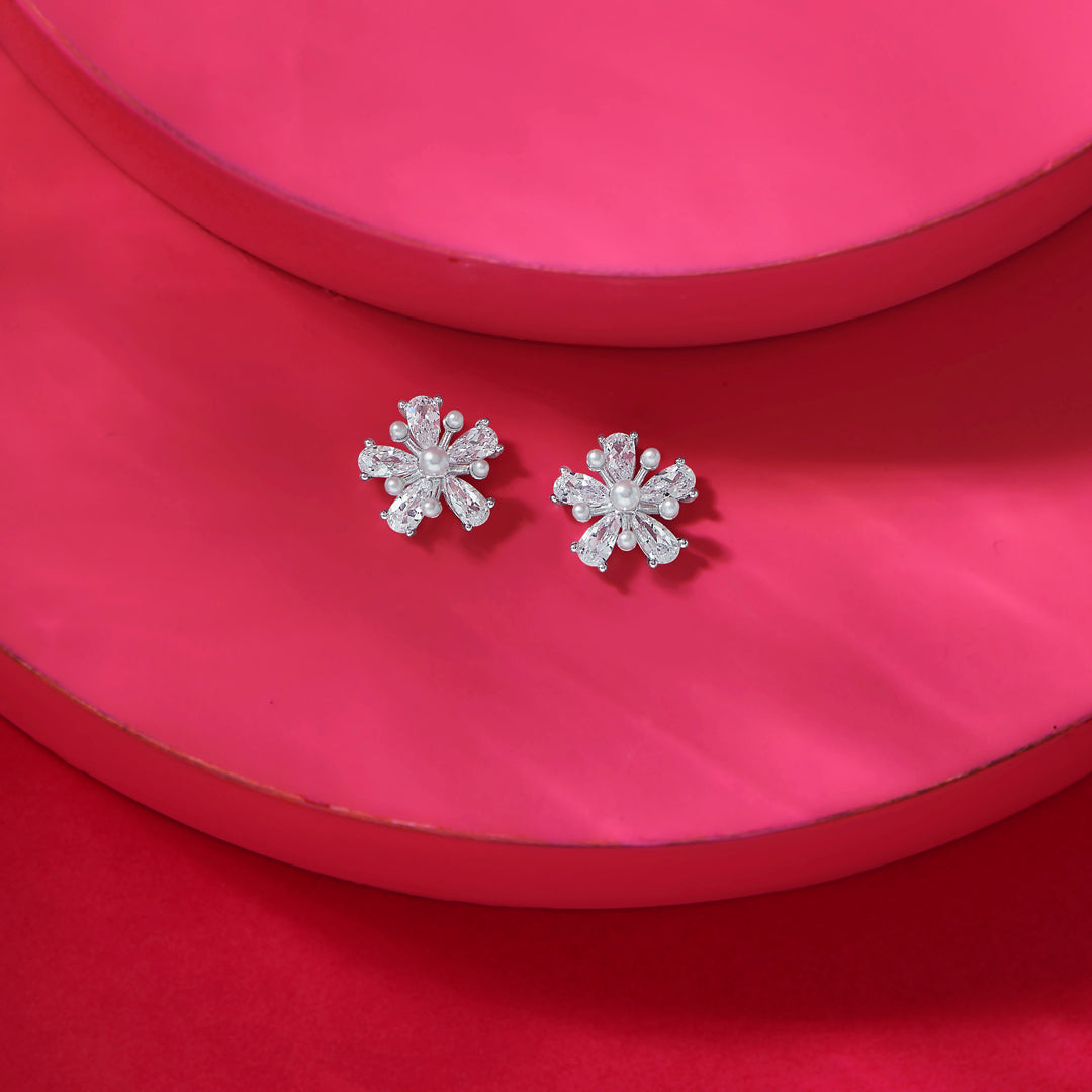 Periwinkle Glow Silver Stud Earrings