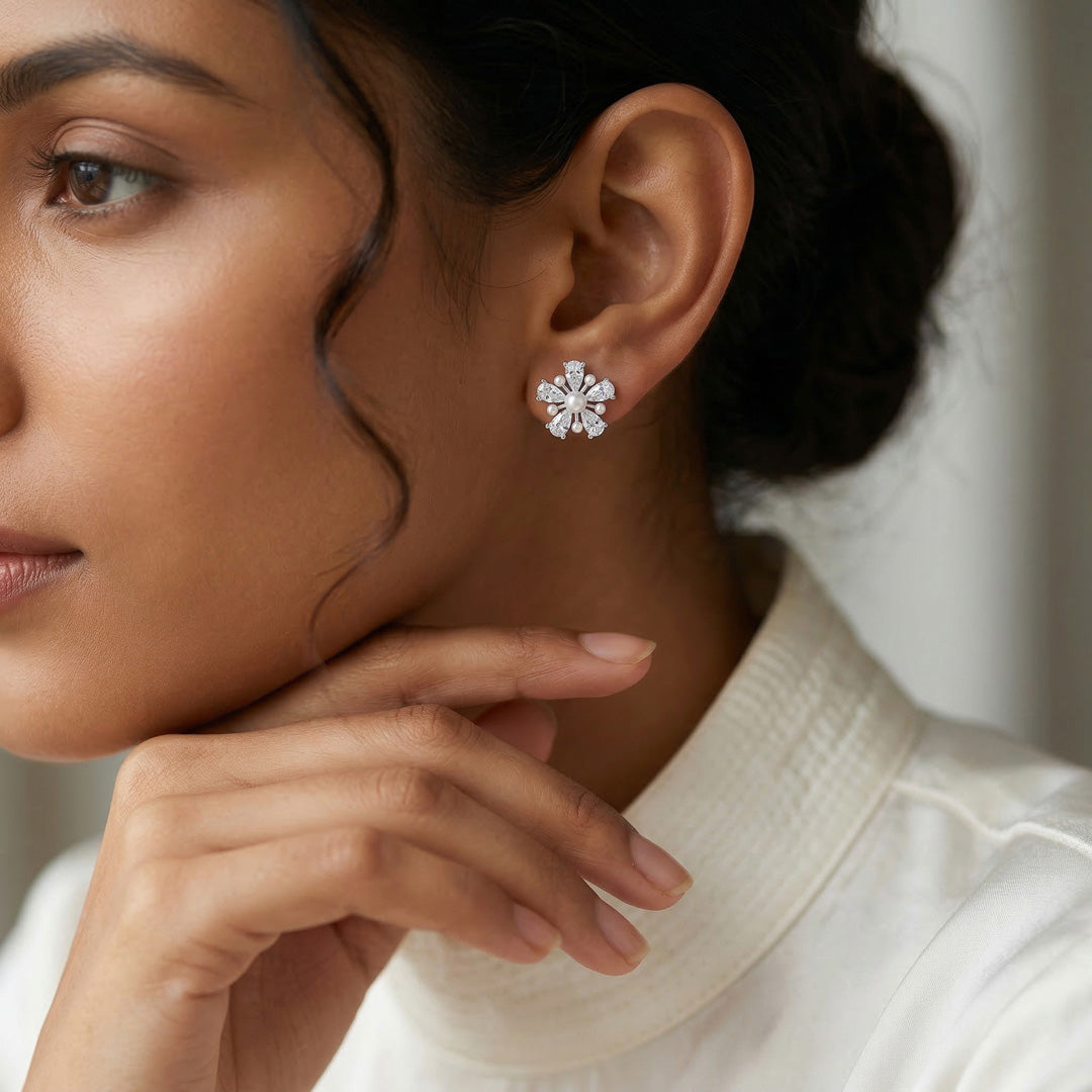 Periwinkle Glow Silver Stud Earrings
