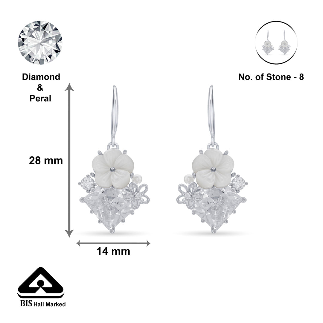 Floral Gleam Silver Drops & Dangler Earrings