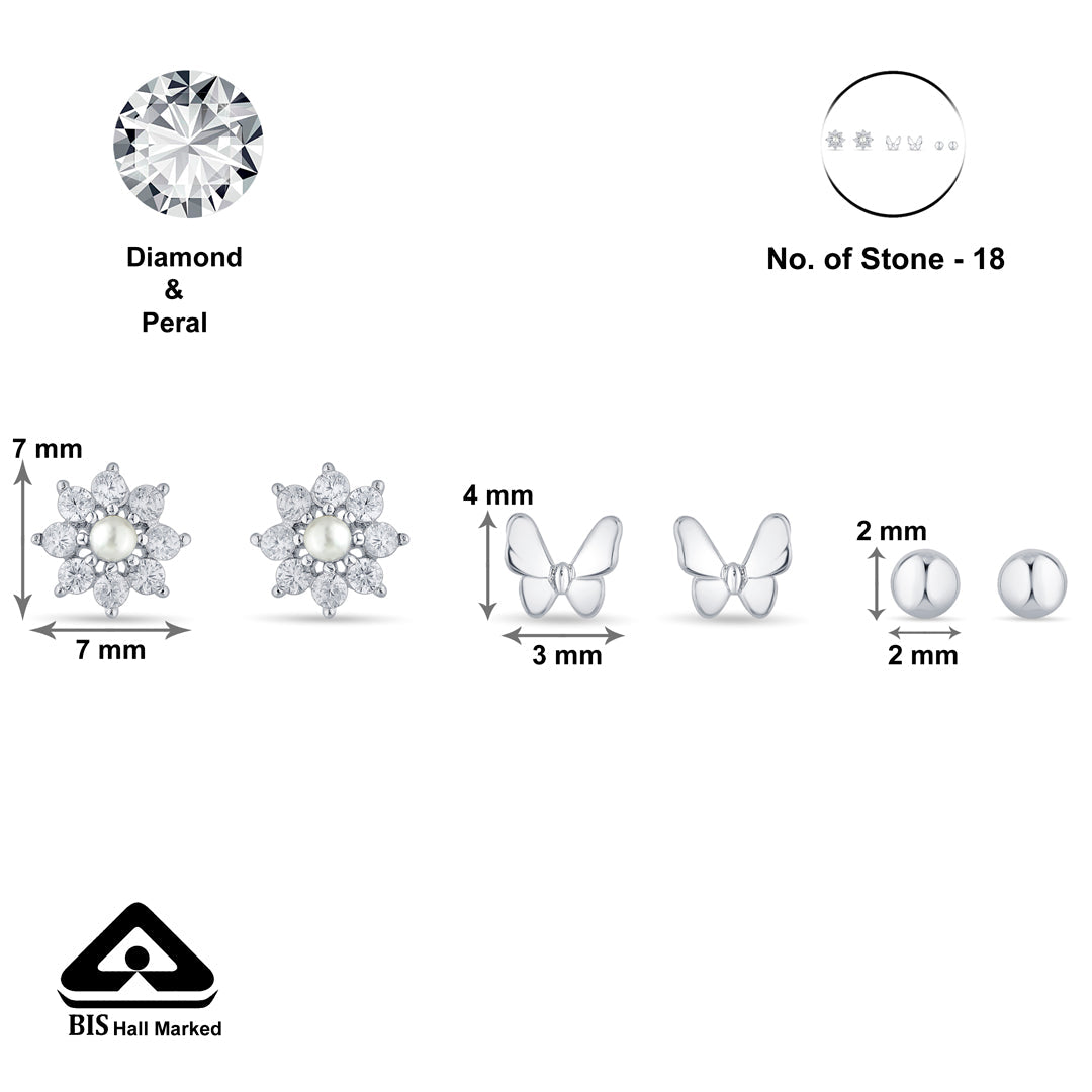Velvet Glow Silver Stud Earring Set
