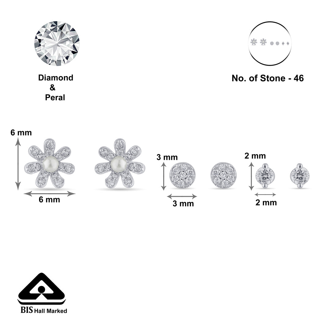 Sparkly Glow Silver Stud Earring Set