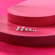 Stone Spark Silver Stud Earring Set