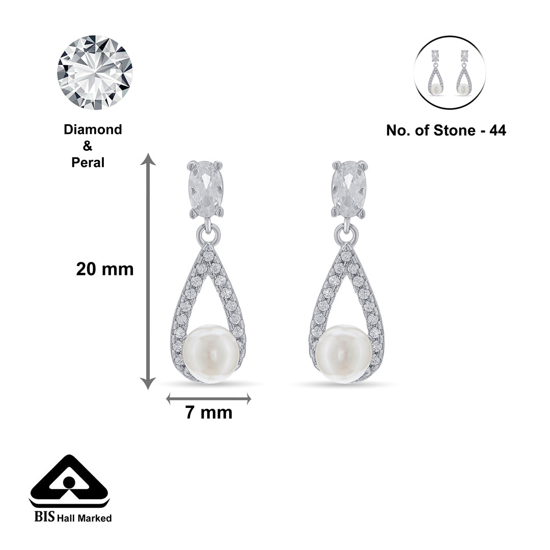 Pearl White Silver Drops & Dangler Earrings