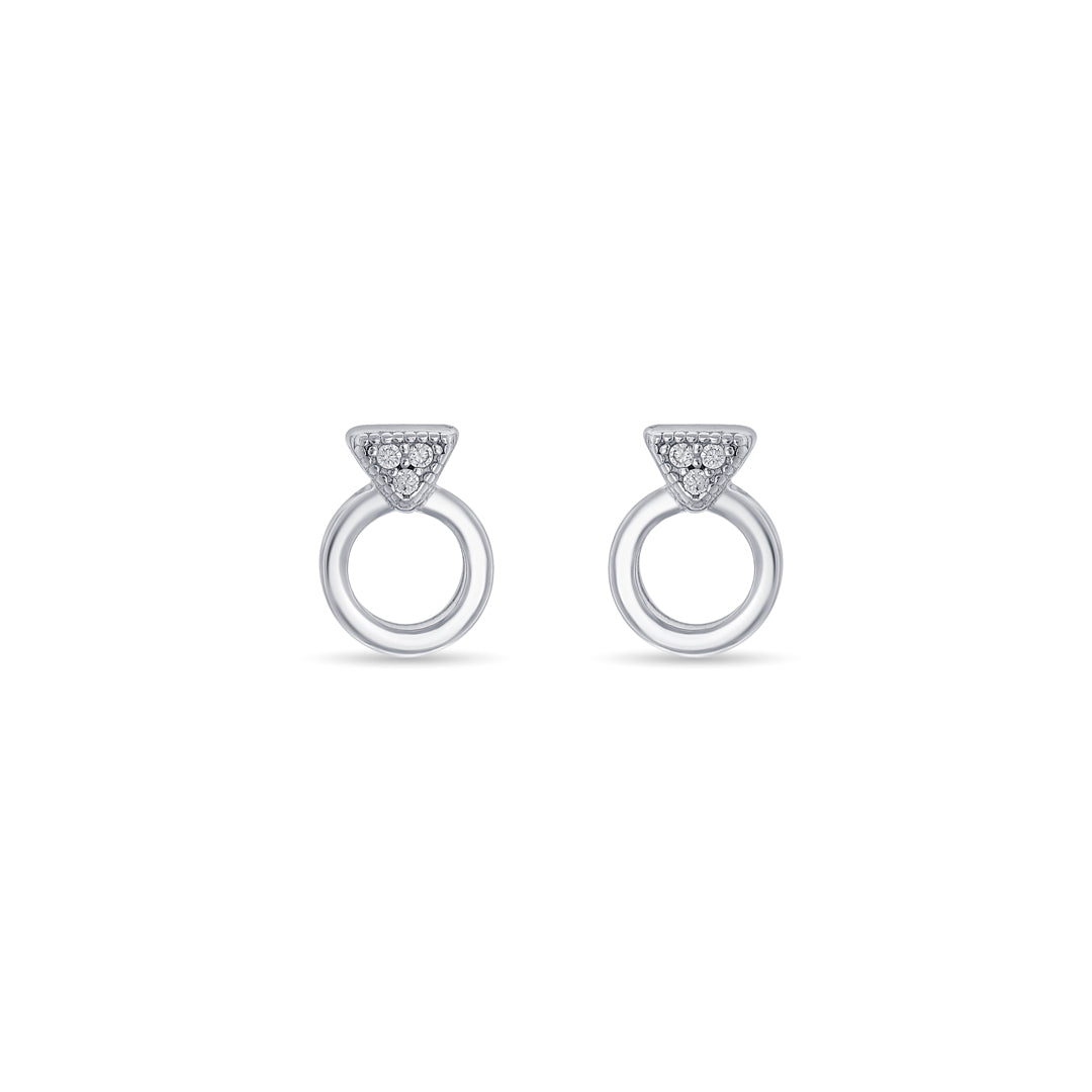 Circular Spark Silver Stud Earrings