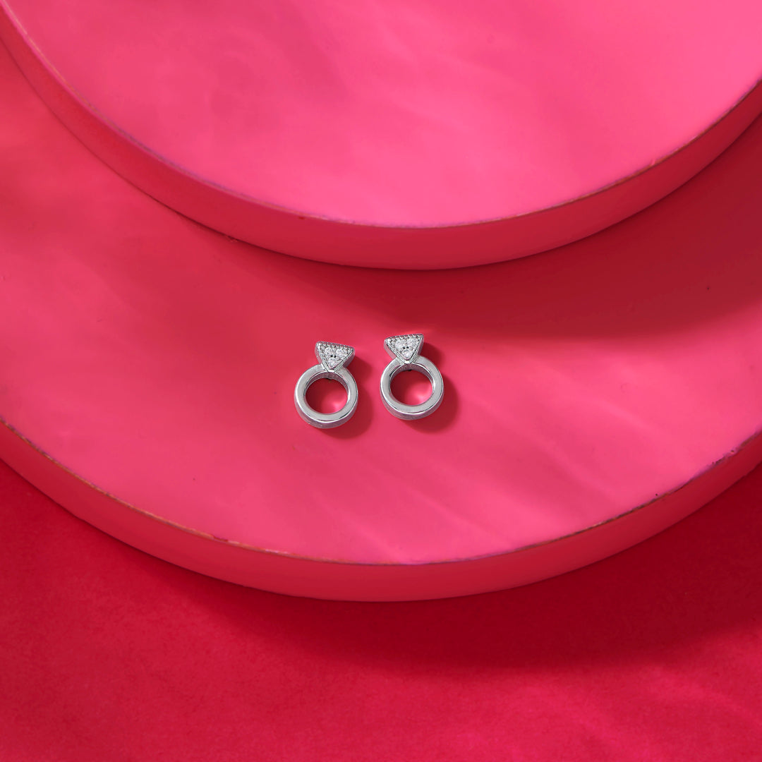 Circular Spark Silver Stud Earrings