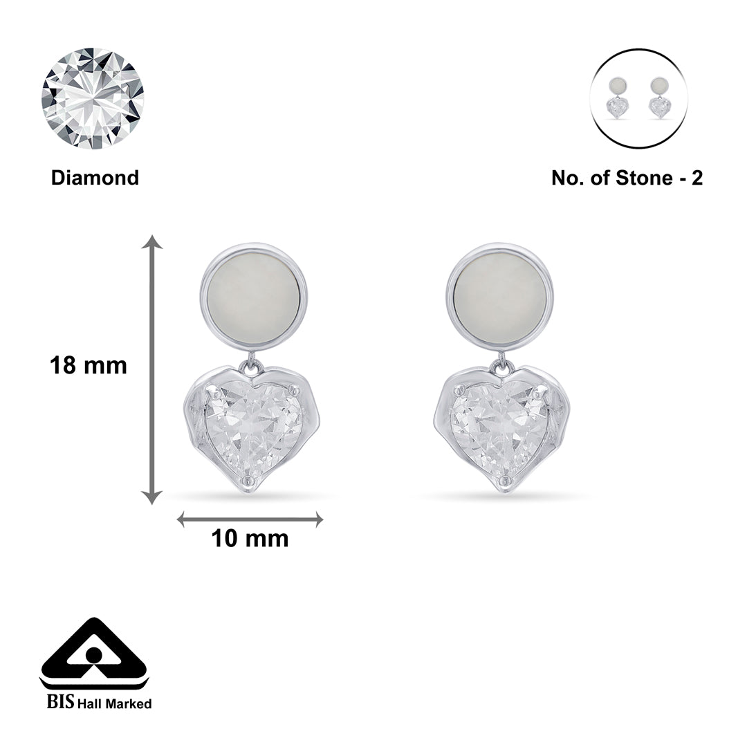 Heart Glow Silver Drops & Dangler Earrings