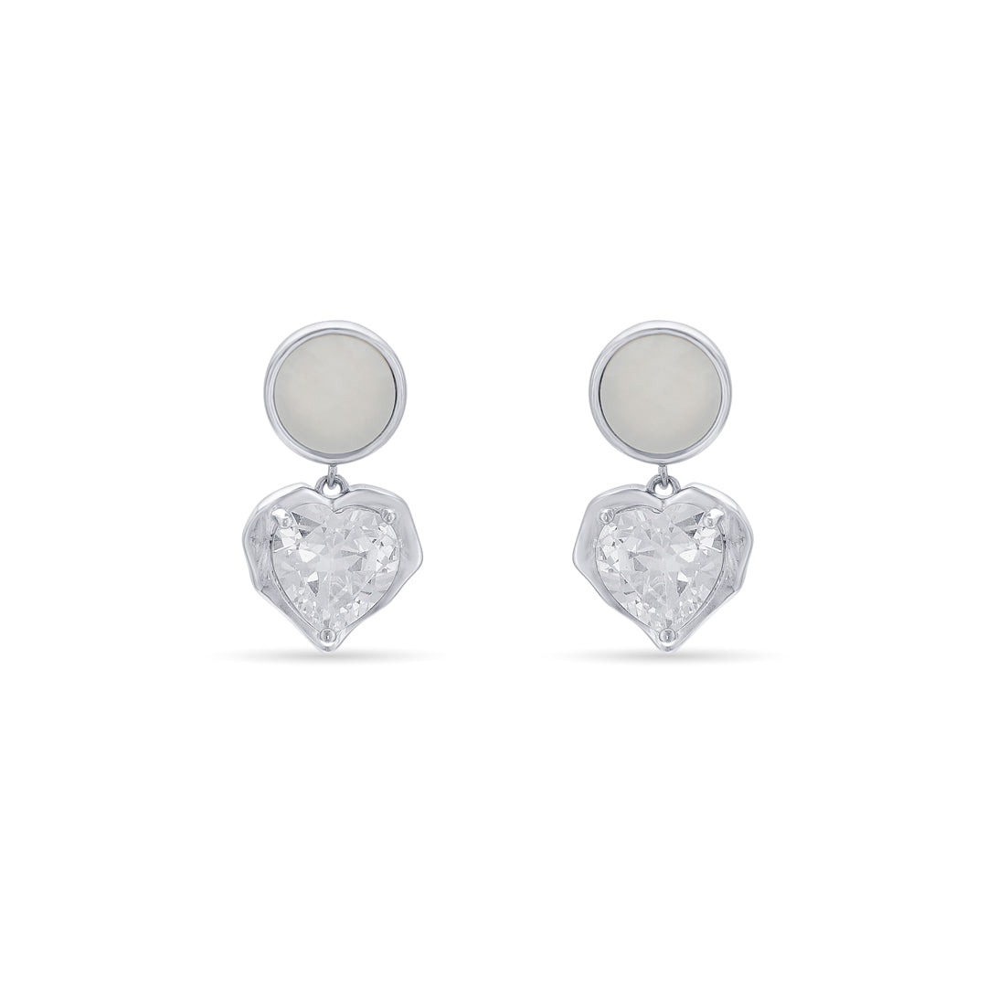 Heart Glow Silver Drops & Dangler Earrings