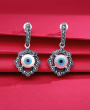 Evil Eye Silver Earrings