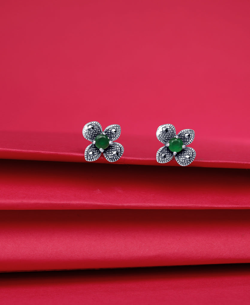 Clover Charm Silver Earrings