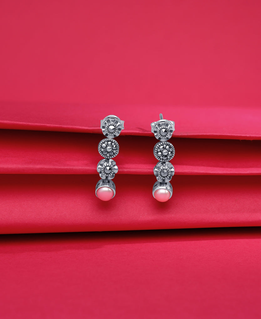 Swirl Shadows Silver Earrings