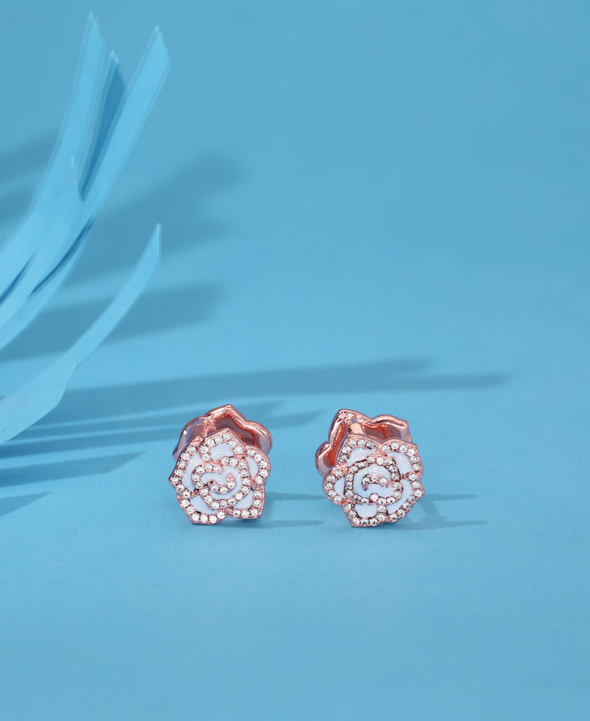 Floral Glitz Silver Earrings