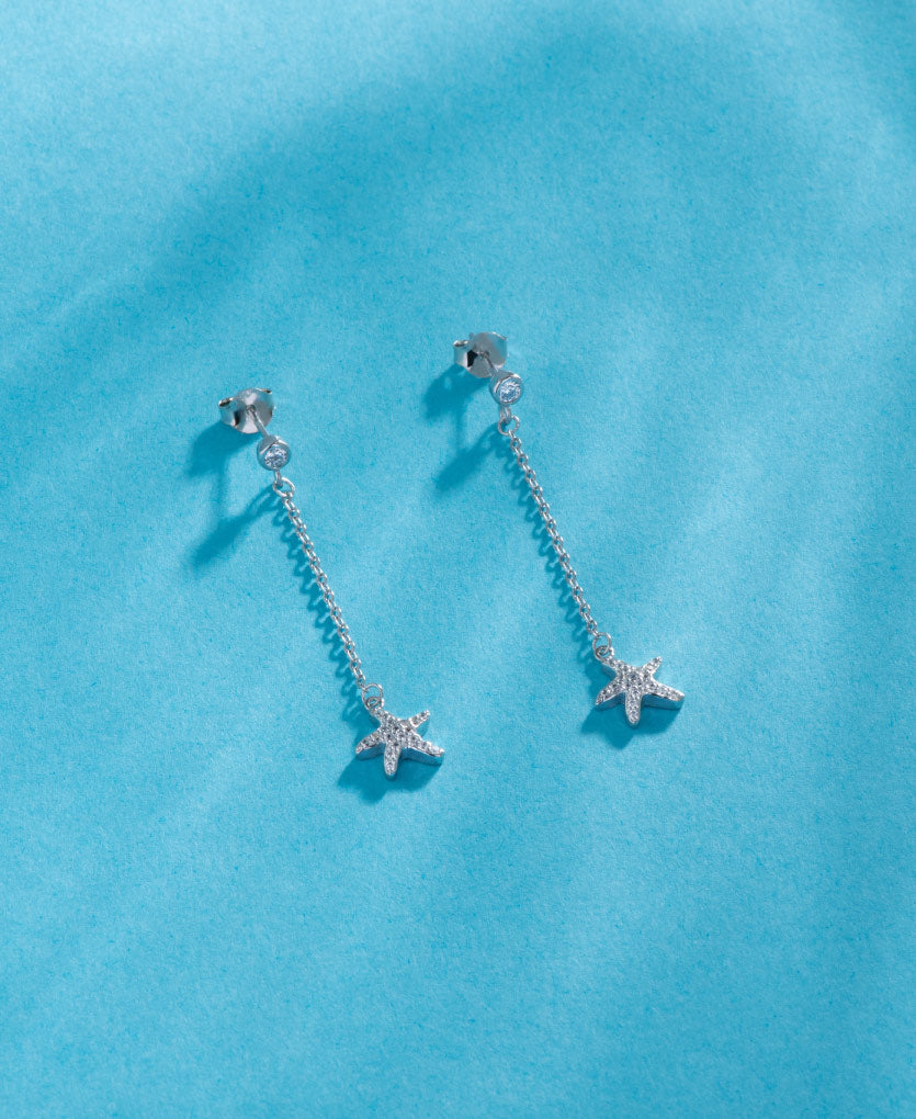Starfish Silver Drop Earrings