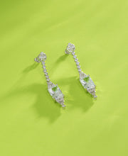 Trendy Silver Earrings With Dainty Chain
