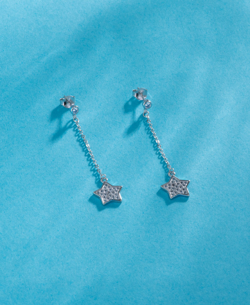 Star Light Rhodium Earring