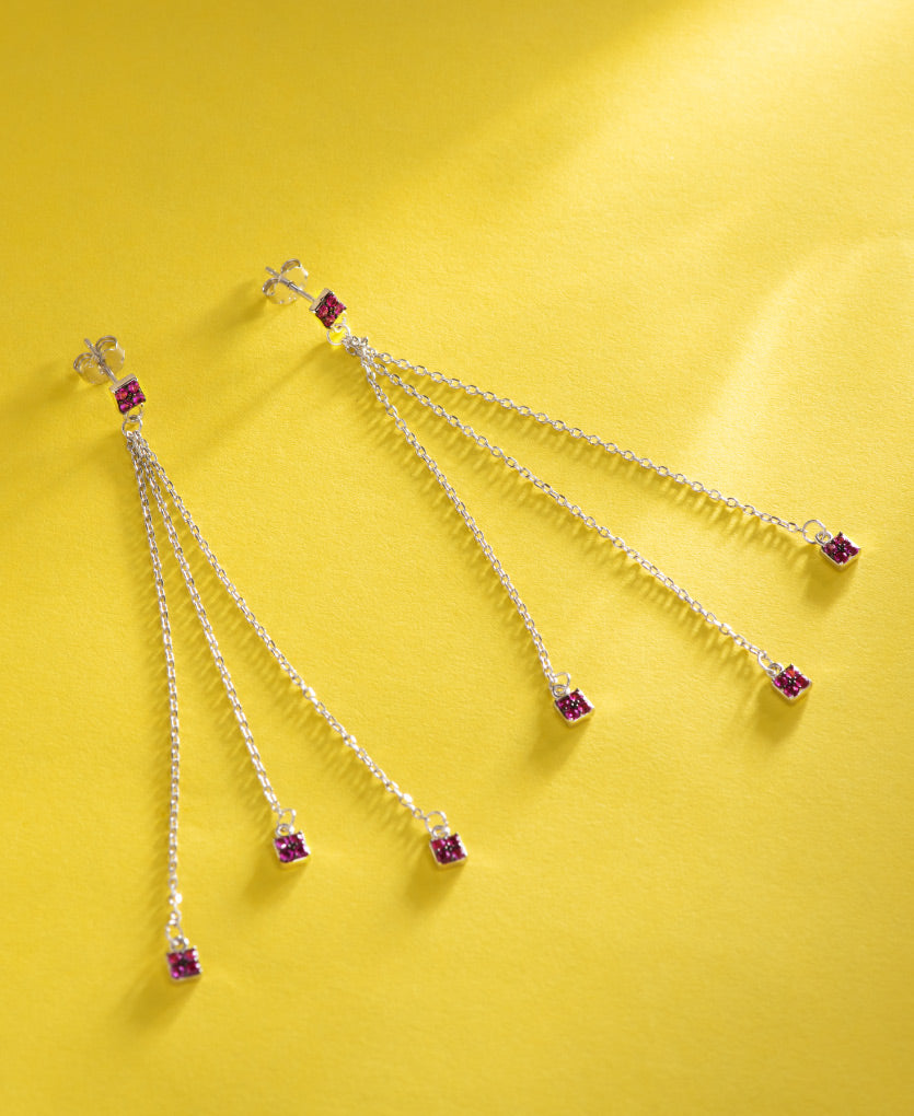 Silver Drop Earrings To Complement A Pink Dress