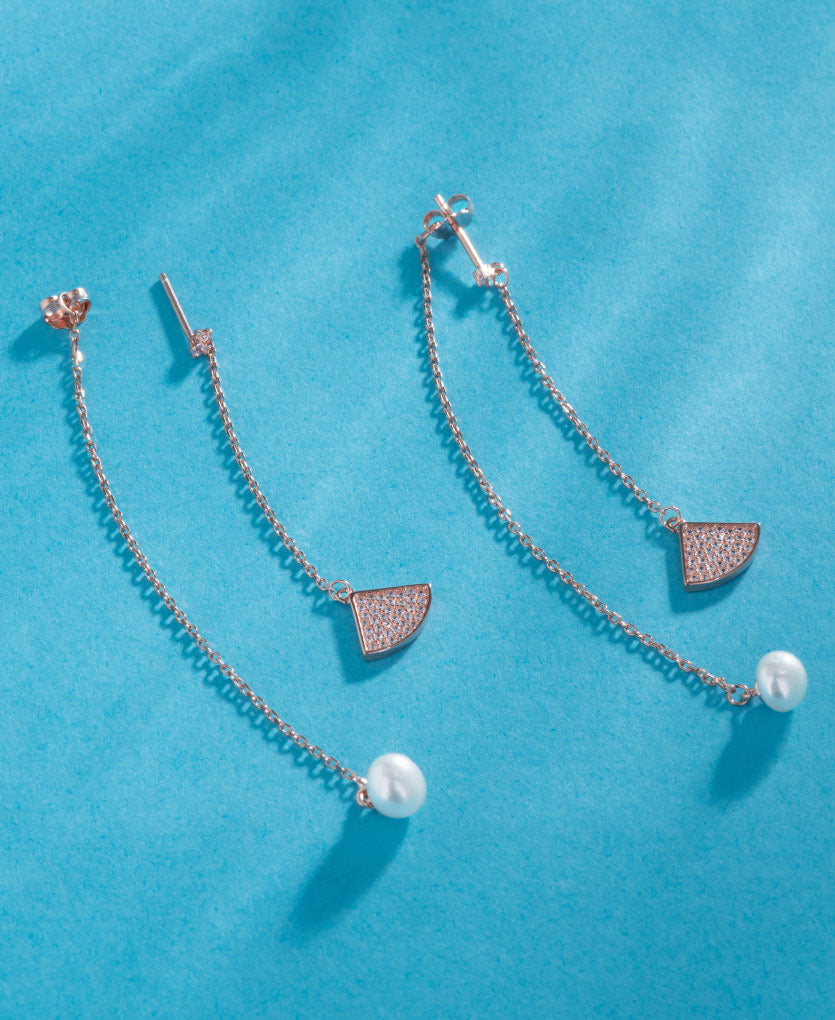 Sterling Silver Drop Earrings With Cubic Zirconia