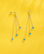 Sparkling Evil Eye Earrings With Blue Bead
