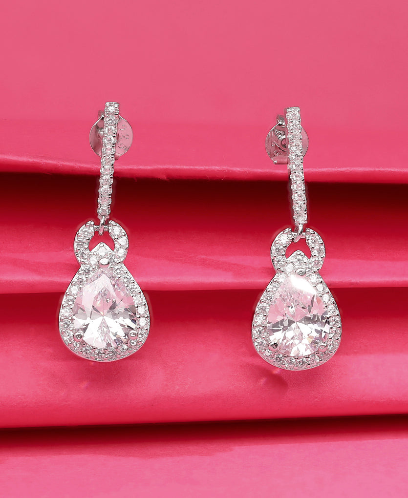 Cross Sparkle Silver Earrings