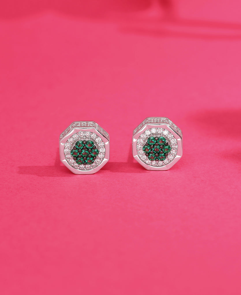 Crystal Charm Silver Earrings