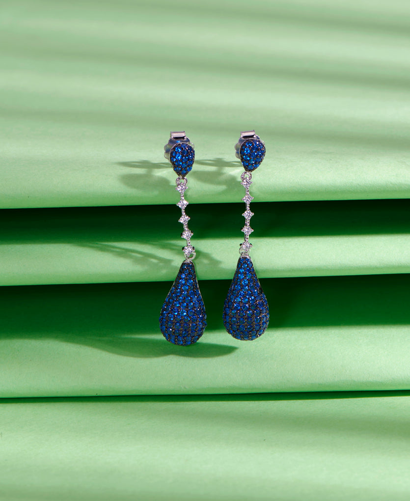 Aurora Dewfall Charm Push Button Silver Earring