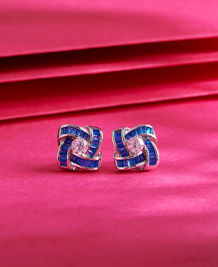 Cube Cascade Silver Earring