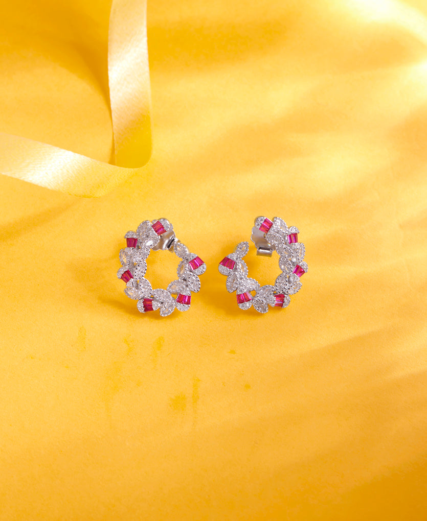 Cascading Circles Push Button Silver Earring