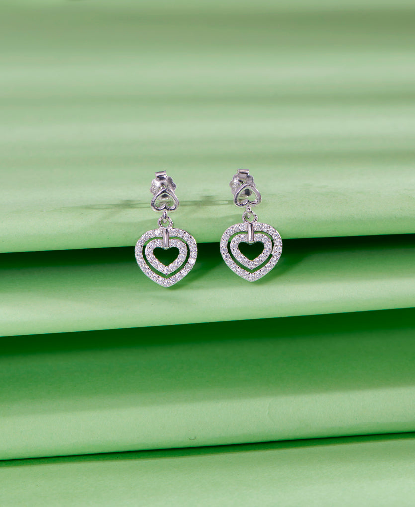 Heartstrings Ensemble Push Button Silver Earring