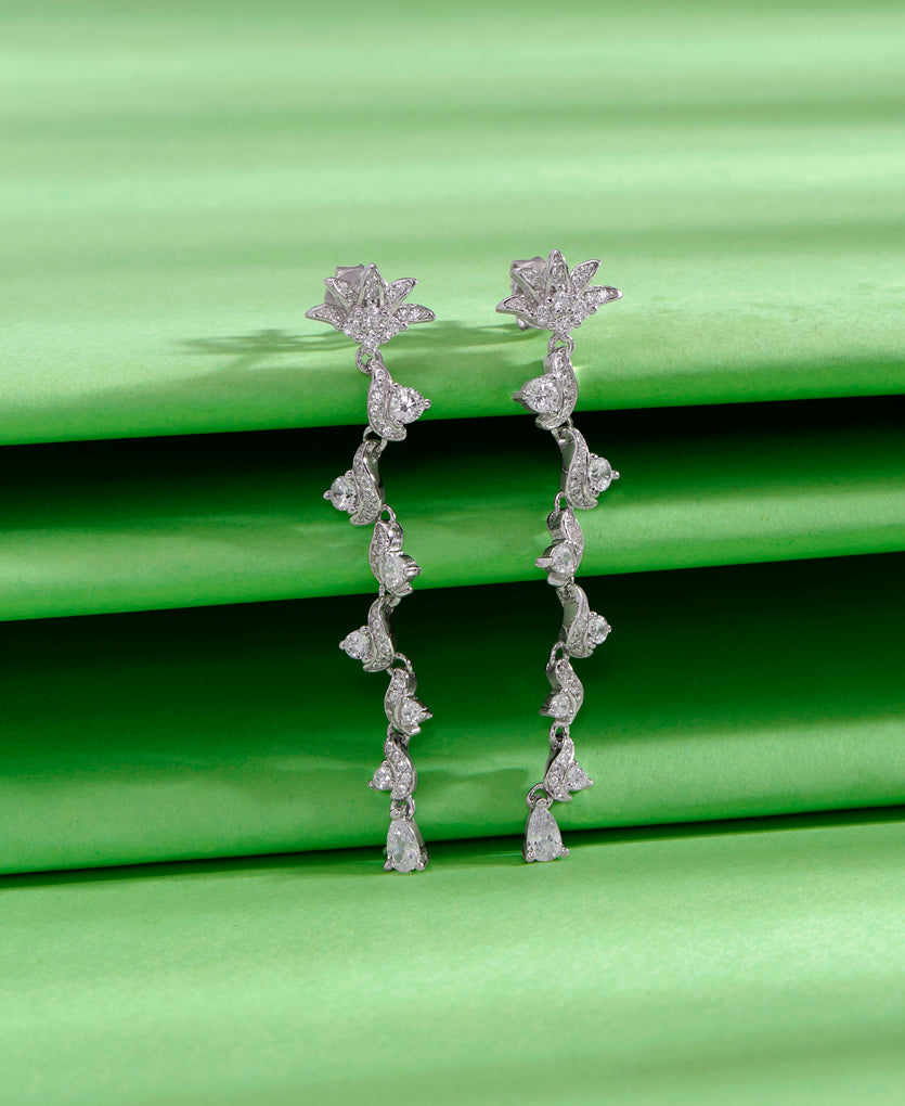 Infinite Radiant Charm Push Button Silver Earring