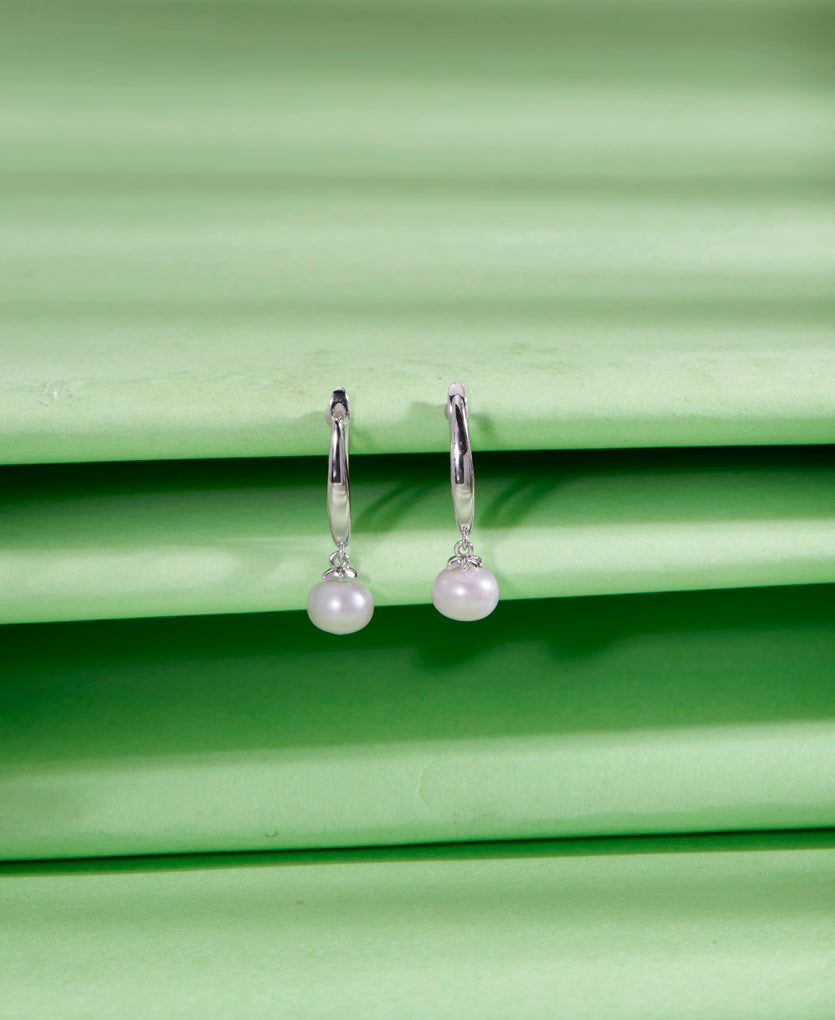 Constant Pearl Radiance Latch Back Silver Earring