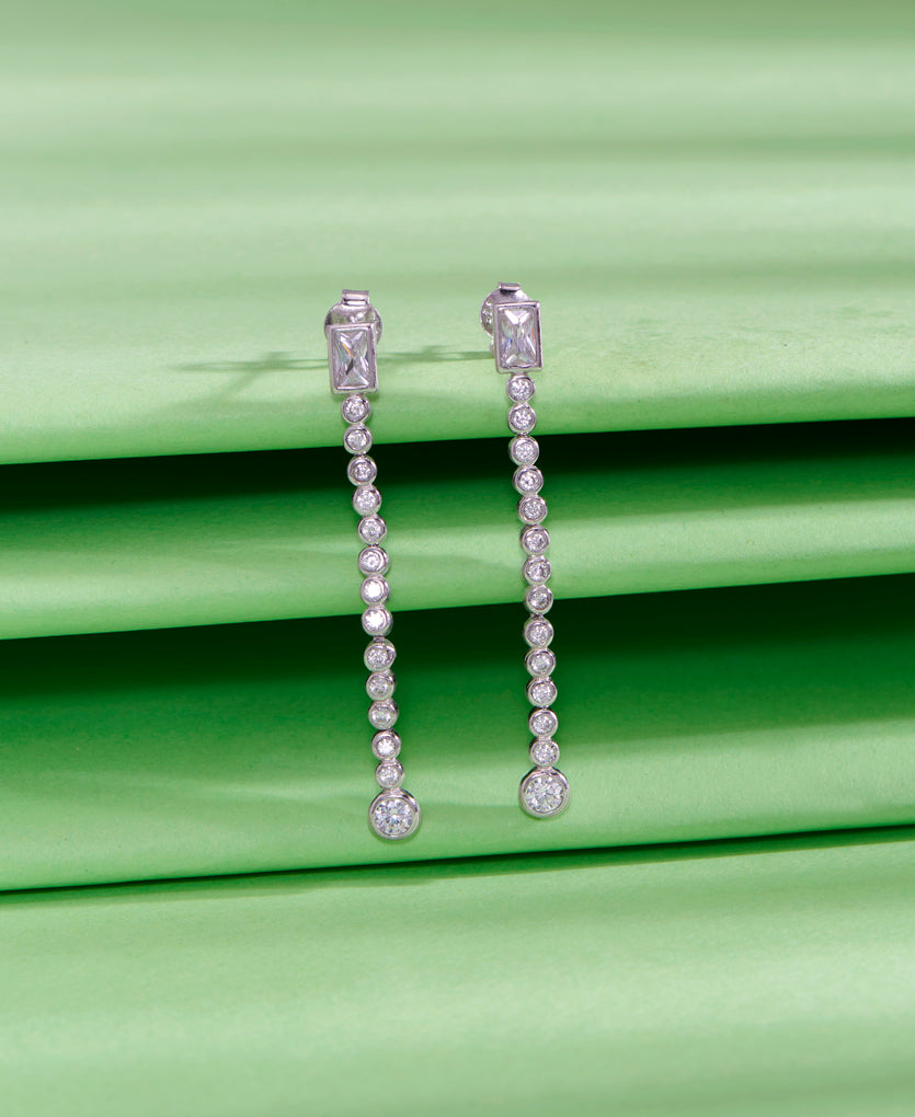 Stellar Saffron Push Button Silver Earring