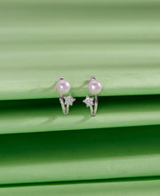 Opulent Pearl Classic Push Button Silver Earring