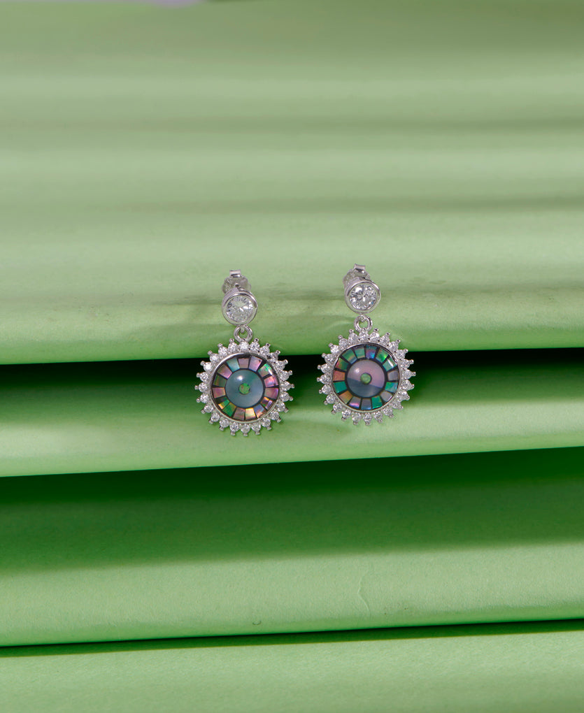 Perpetual Bliss Push Button Silver Earring