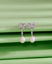 Mystique Pearl Drift Push Button Silver Earring