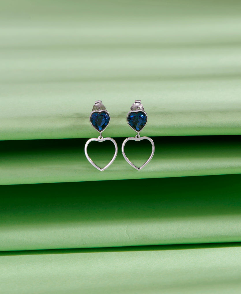 Whispering Love Elegance Push Button Silver Earring