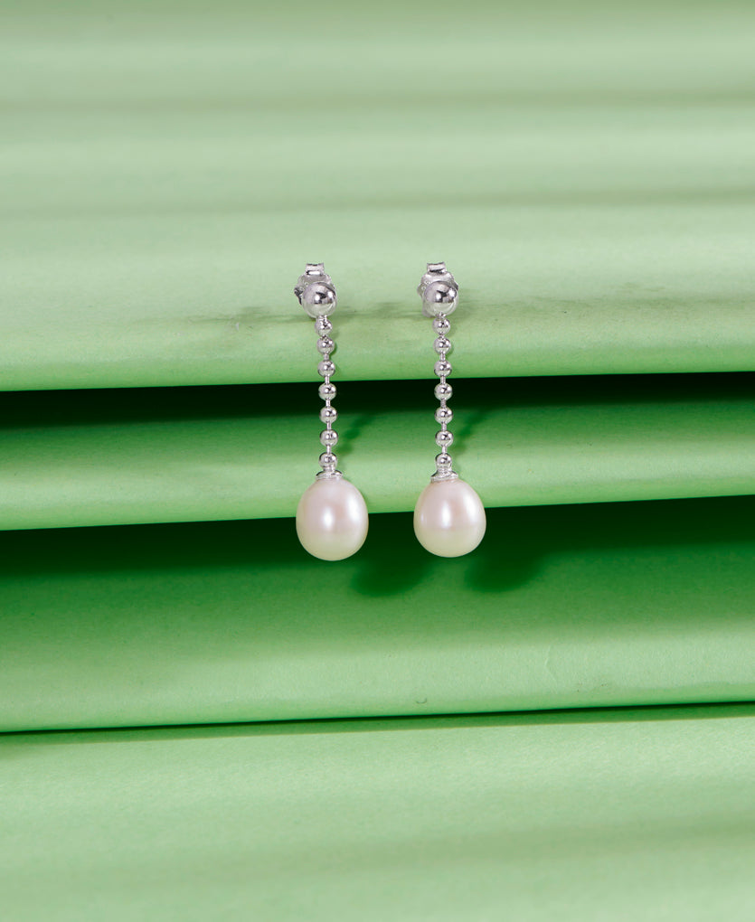 Opulent Tranquility Push Button Silver Earring