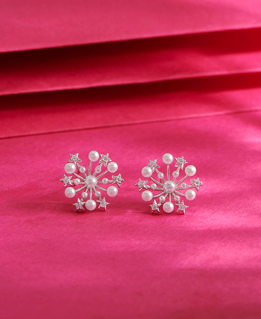 Blossoming Pearl Silver Earring