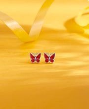 Crimson Flutter Silver Earring