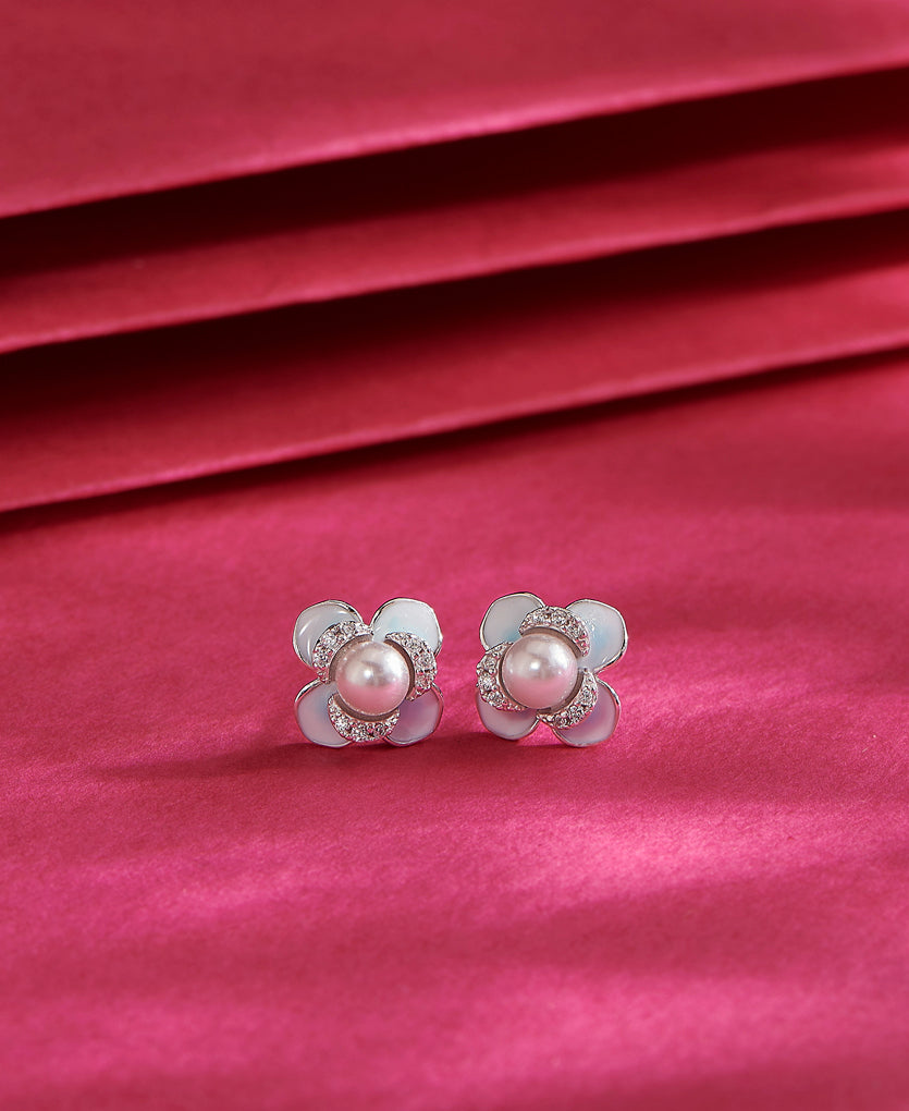 Opulent Petal Elegance Silver Earring