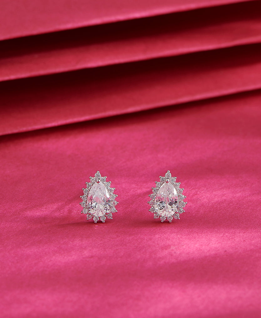 Water Drop Twinkle Silver Stud Earring