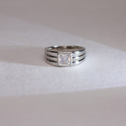 Royal Lines Mens Silver Ring