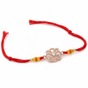 Floral Symphony Rose Gold Coated Silver Rakhi