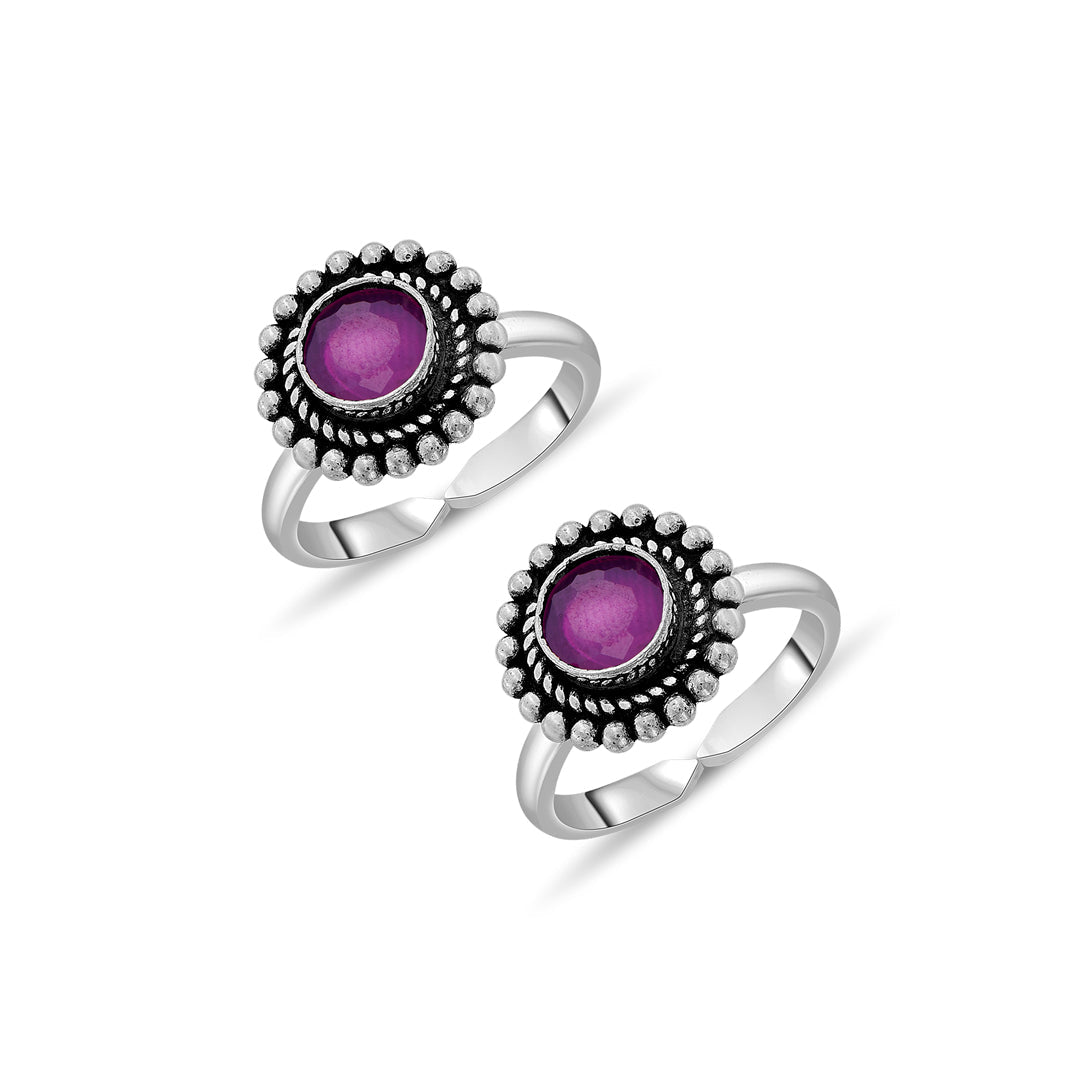 Sapphire Tinzel Oxidized Silver Toe Ring