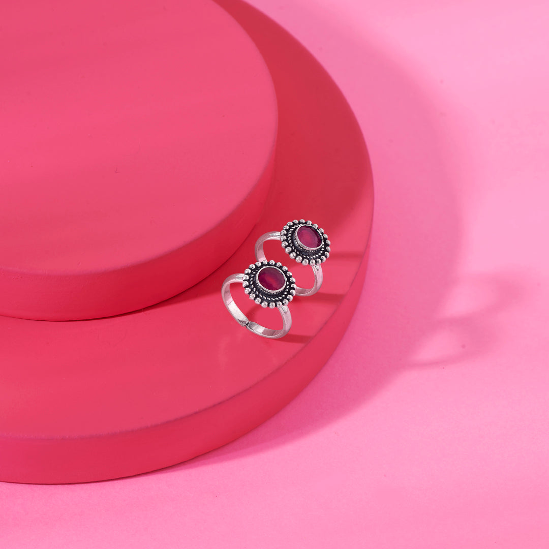 Sapphire Tinzel Oxidized Silver Toe Ring