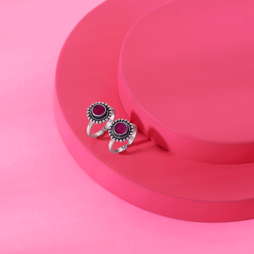 Sapphire Tinzel Oxidized Silver Toe Ring