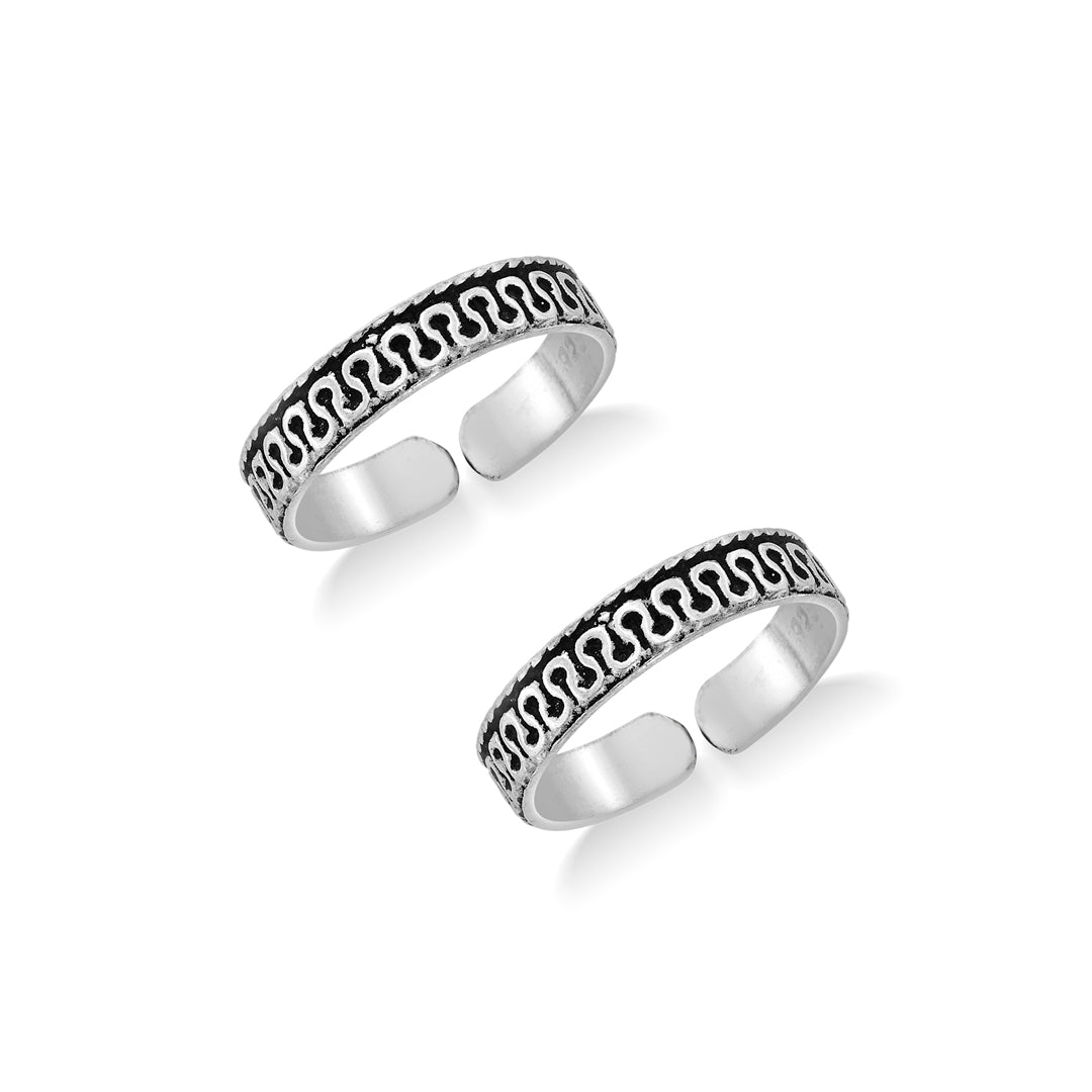 Whisper Wave Oxidized Silver Toe Ring