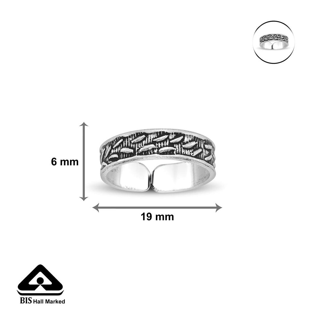 Floral Tide Oxidized Silver Toe Ring